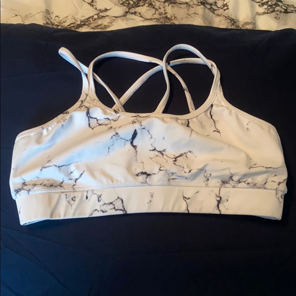 BuffBunny White Marble Sports Bra